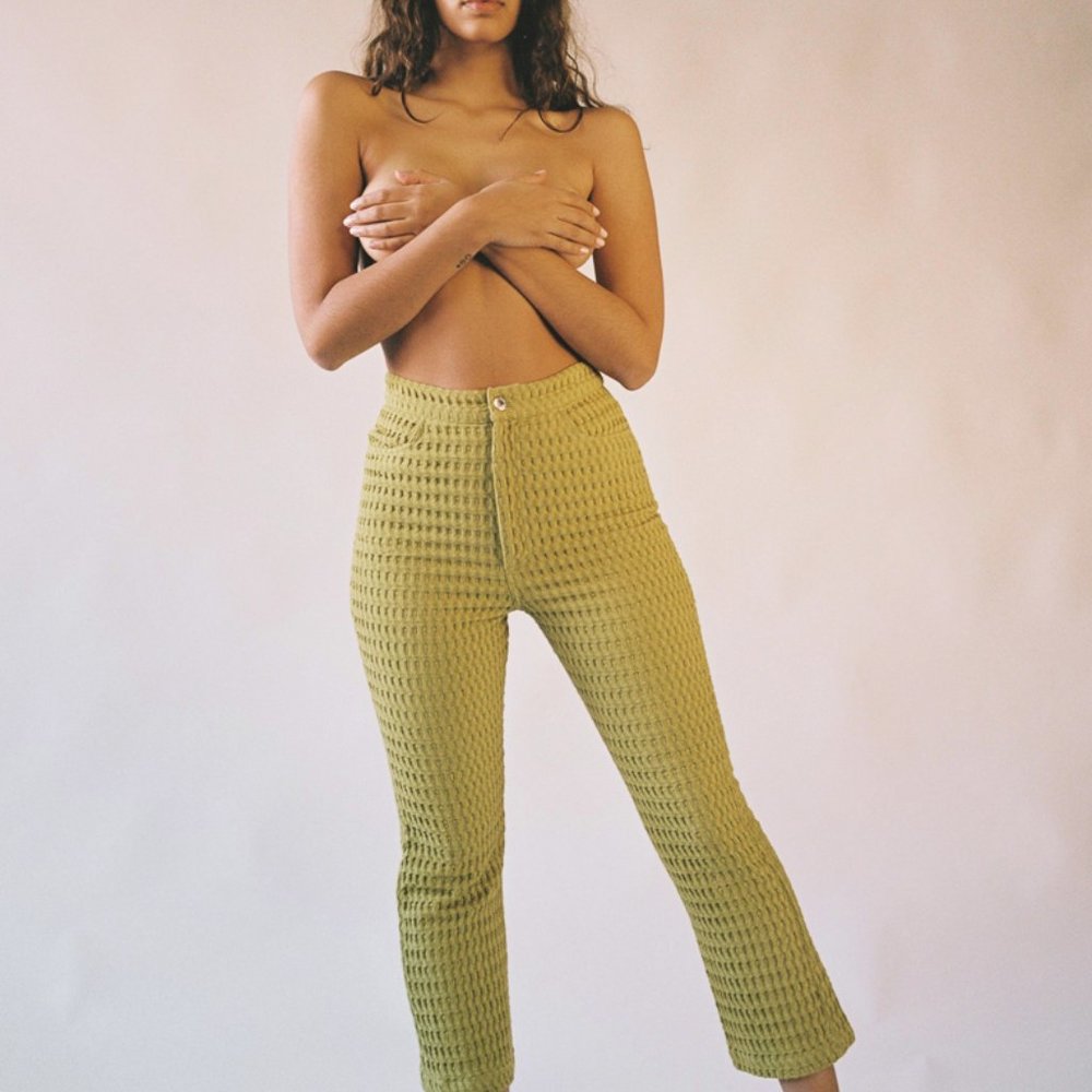Anielaparys Green/chartreuse waffle kalypso pants